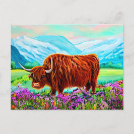 Postal Paintaje paisajístico de las vacas de montaña