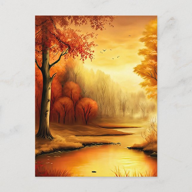 Postal Paintaje paisajístico de otoño-2 (Anverso)