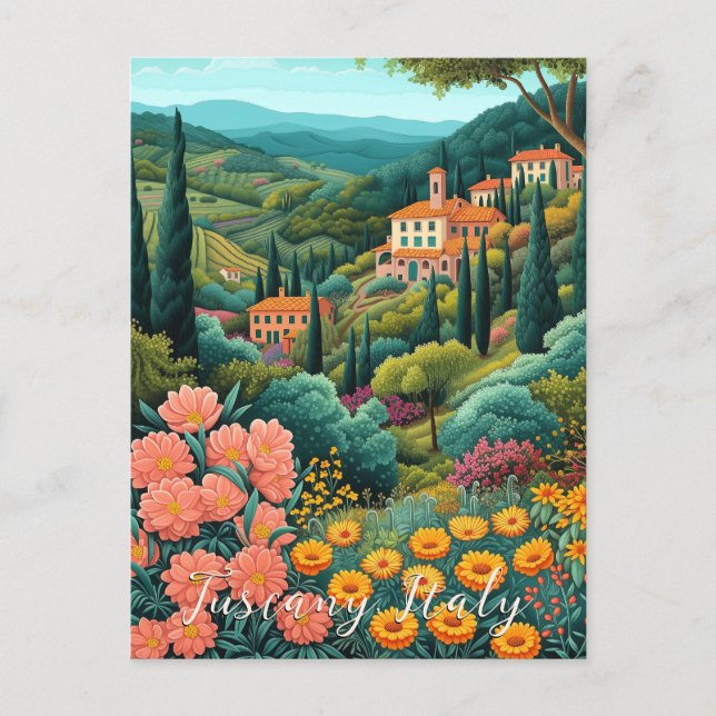 Postal Paintaje paisajístico toscano | Viajes a Italia |  (Anverso)