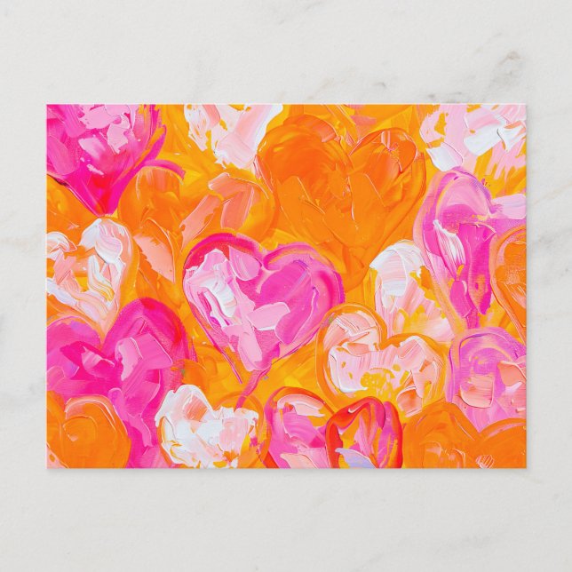 Postal Painted Hearts Vibrant Abstract Valentine’s Day Ba (Anverso)