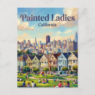 Postal Painted Ladies en Alamo Square California