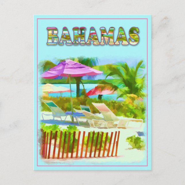 Postal Paintería tropical de las Islas Bahama (Anverso)