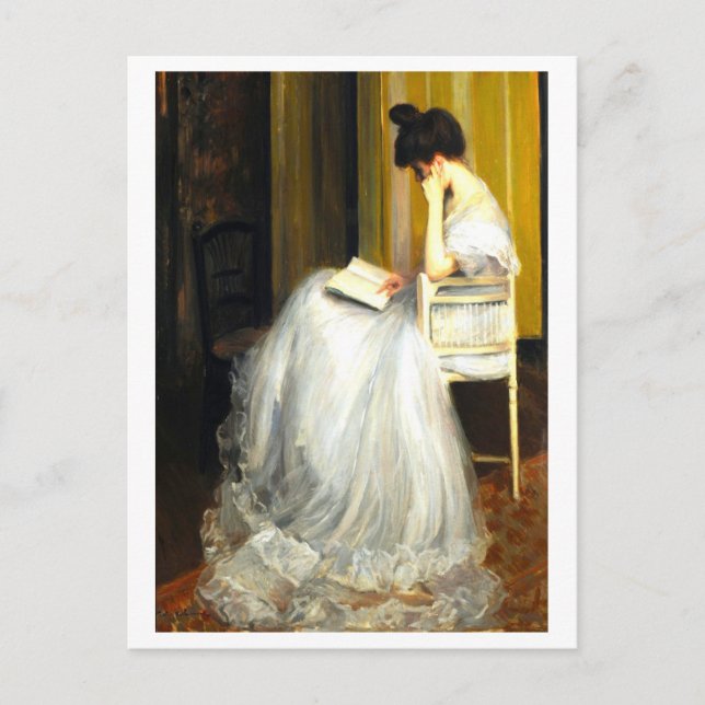 Postal Painting of Woman Reading (Anverso)