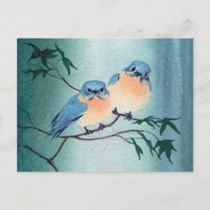 Postal PAIR BLUEBIRD de SHARON SHARPE