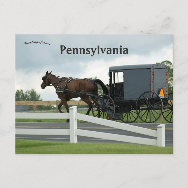 Postal País Amish en Lancaster Pennsylvania (Anverso)
