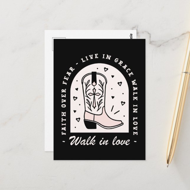 Postal País cristiano chica faith cita a cowgirl negro (Anverso/Reverso In Situ)