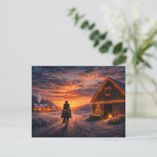 Postal País de Navidad Vaquero Occidental Volviendo a Cas