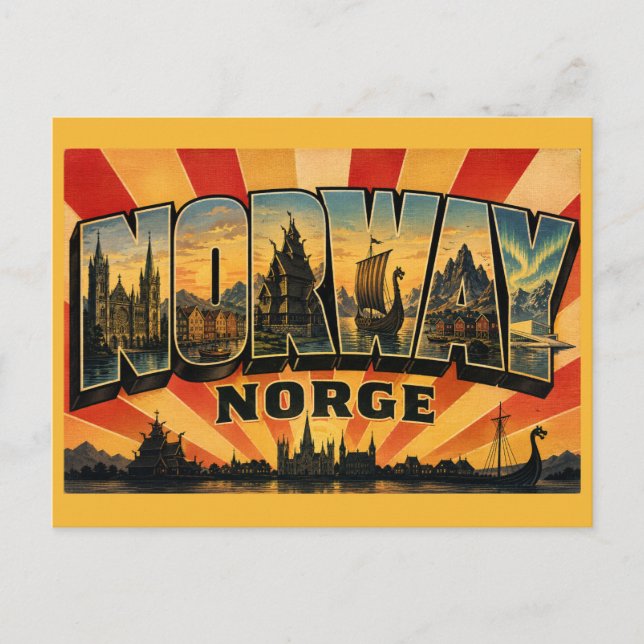 Postal País Noruega Vintage (Anverso)