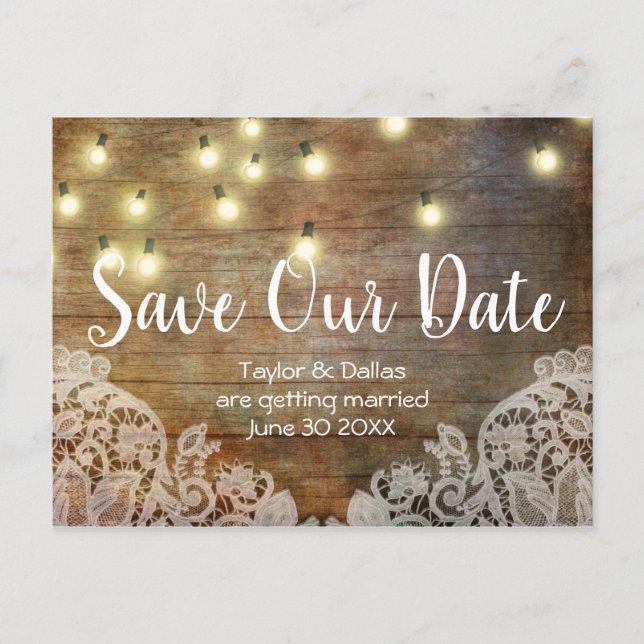 Postal País Rústico | Madera de época | Marrón (Anverso)