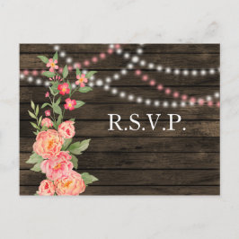 Postal País Rústico Peony Barn Wood Boda