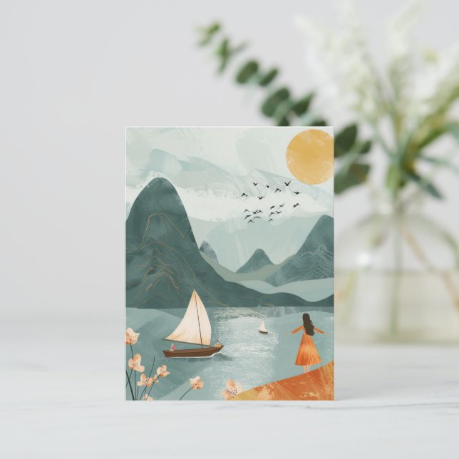 Postal Paisaje abstracto de Boho (11) (Anverso de pie)