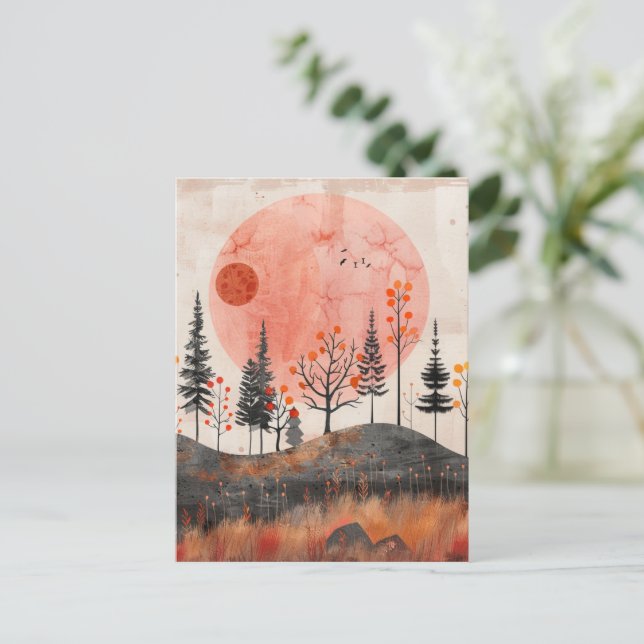 Postal Paisaje abstracto de Boho (13) (Anverso de pie)