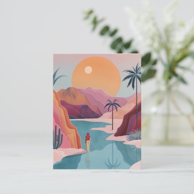 Postal Paisaje abstracto de Boho (18) (Anverso de pie)