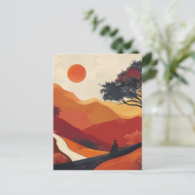 Postal Paisaje abstracto de Boho (19) (Anverso de pie)