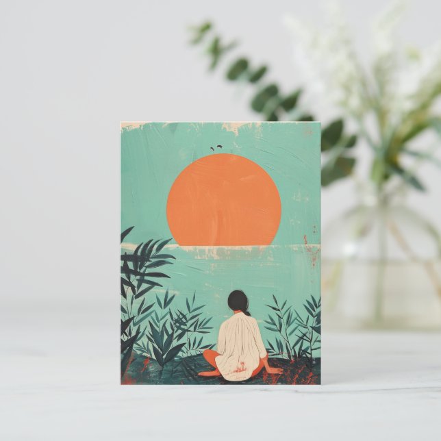 Postal Paisaje abstracto de Boho (22) (Anverso de pie)