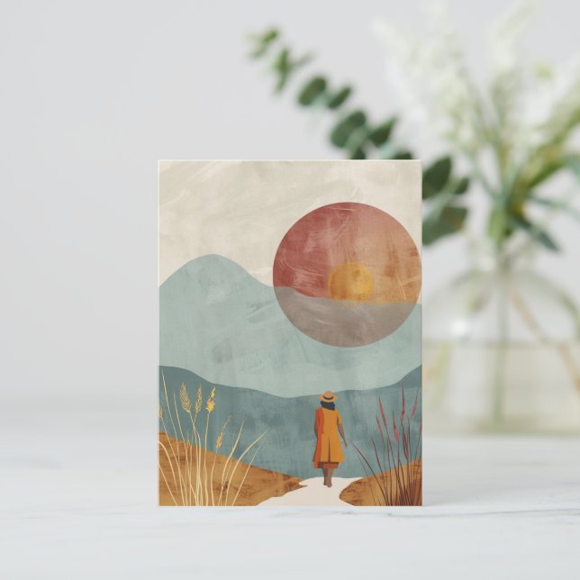 Postal Paisaje abstracto de Boho (23) (Anverso de pie)