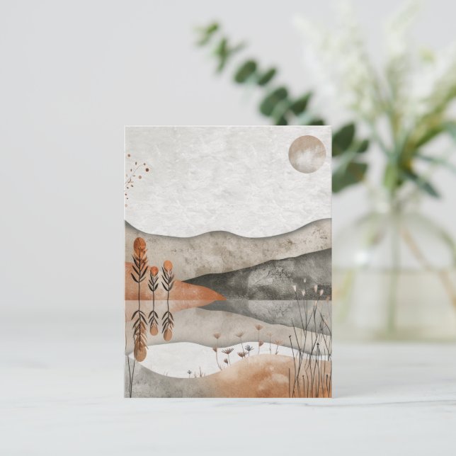 Postal Paisaje abstracto de Boho (3) (Anverso de pie)