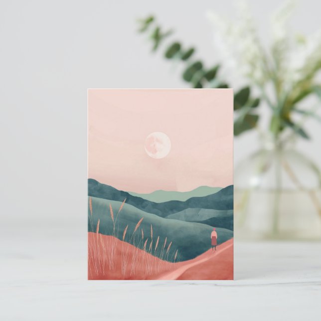 Postal Paisaje abstracto de Boho (7) (Anverso de pie)