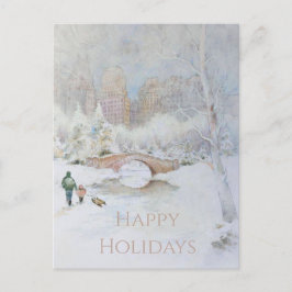 Postal Paisaje acuático cubierto de nieve de Nueva York