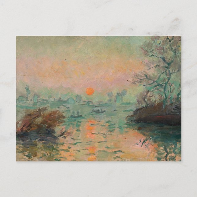 Postal Paisaje al atardecer | Tadeusz Makowski (Anverso)