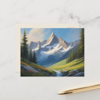 Postal Paisaje alpino de montaña Arte acuático