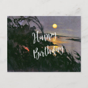 Postal paisaje australiano con luna llena - Feliz Cumplea