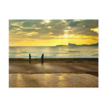 Paisaje balneario azul y amarillo