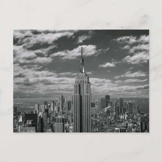 Postal Paisaje blanco y negro de la ciudad de Nueva York (Anverso)