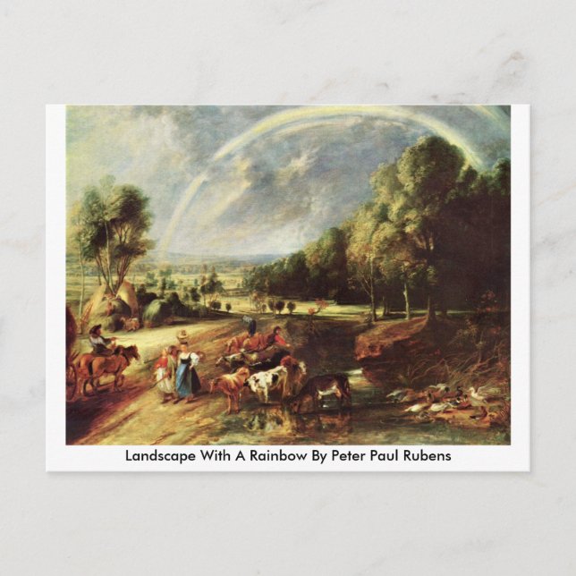 Postal Paisaje Con Arcoiris De Peter Paul Rubens (Anverso)