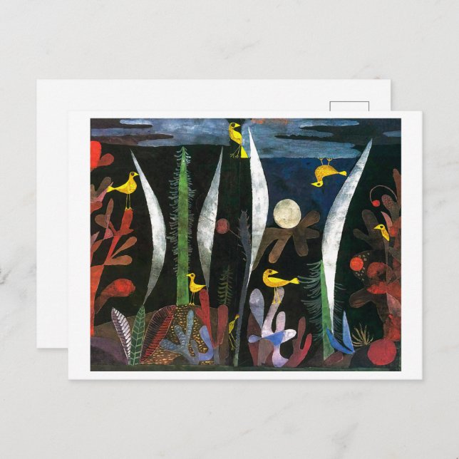 Postal Paisaje con aves amarillas | Paul Klee | (Anverso / Reverso)