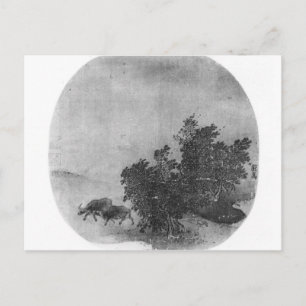 Postal Paisaje con búfalo de agua, Dinastía de Canción