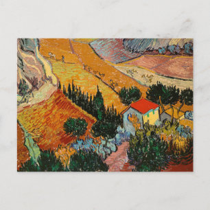 Postal Paisaje con casa y labrador,