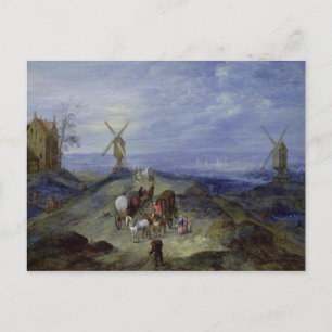 Postal Paisaje con dos molinos de viento, 1612