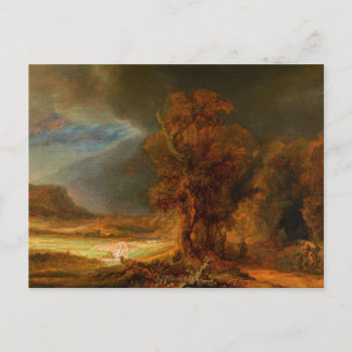 Postal Paisaje con el buen samaritano de Rembrandt