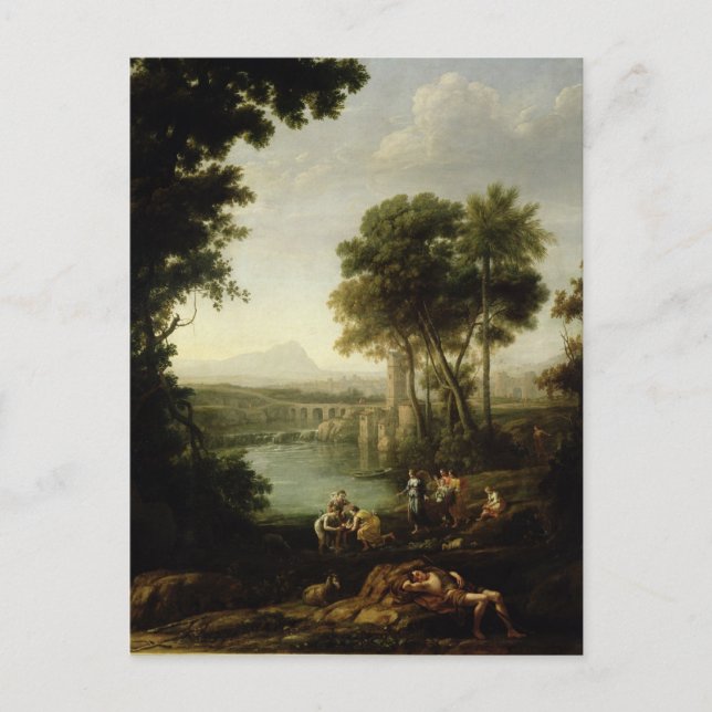 Postal Paisaje con el descubrimiento de Moses (Anverso)