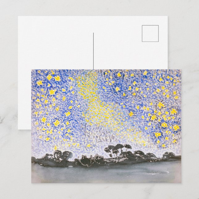 Postal Paisaje con estrellas | Henri Edmond Cross | (Anverso / Reverso)