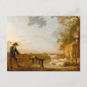 Postal Paisaje con ganado Aelbert Cuyp  