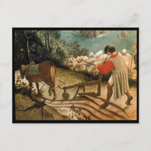 Postal Paisaje con la caída de Icarus