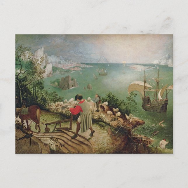 Postal Paisaje con la caída de Icarus, c.1555 (Anverso)