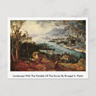 Postal Paisaje Con La Parable De La Ducha Por Bruegel