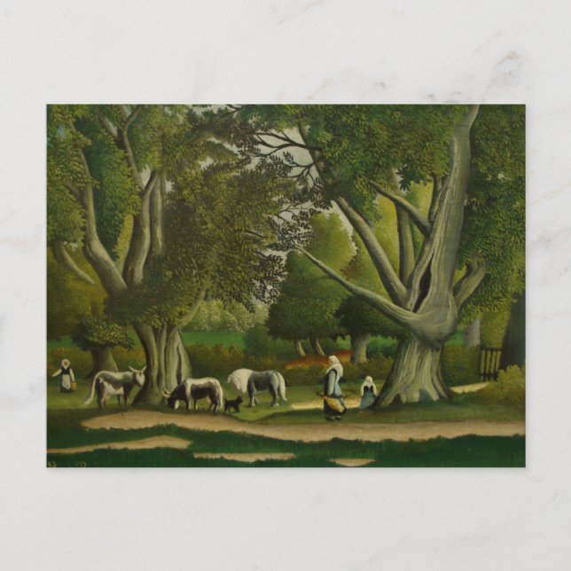 Postal Paisaje con Milkmaids de Henri Rousseau (Anverso)