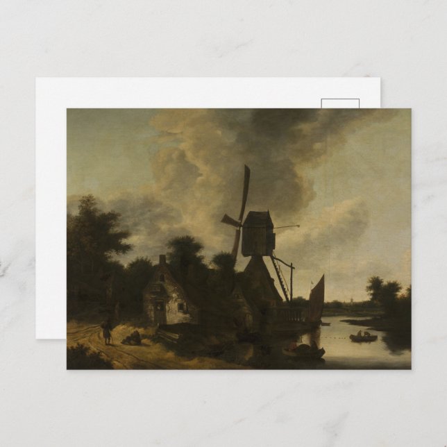 Postal Paisaje con molino de viento - Salomon Rombouts (Anverso / Reverso)
