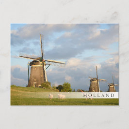 Postal Paisaje con molinos de viento y ovejas