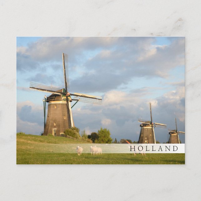 Postal Paisaje con molinos de viento y ovejas (Anverso)