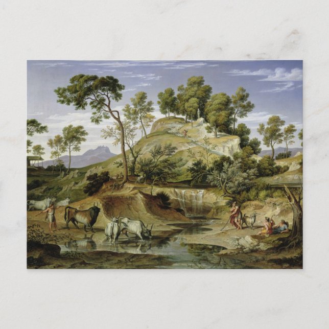 Postal Paisaje con pastores y vacas (Anverso)