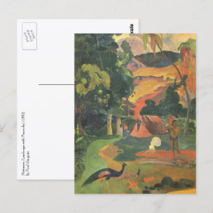 Postal Paisaje con pavos reales por Paul Gauguin