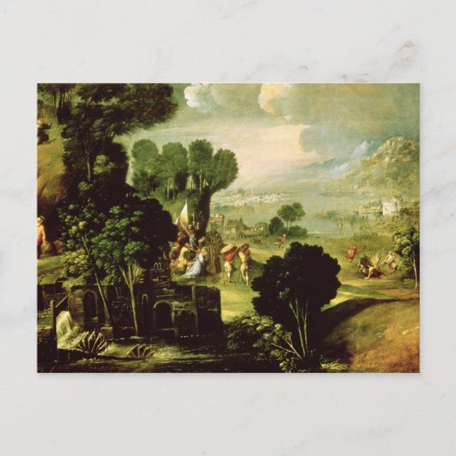 Postal Paisaje con santos, 1520-30 (Anverso)