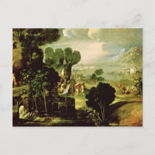 Postal Paisaje con santos, 1520-30