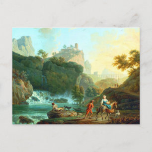 Postal Paisaje con un pescador de Claude-Joseph Vernet