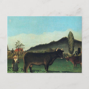 Postal Paisaje con vaca de Henri Rousseau